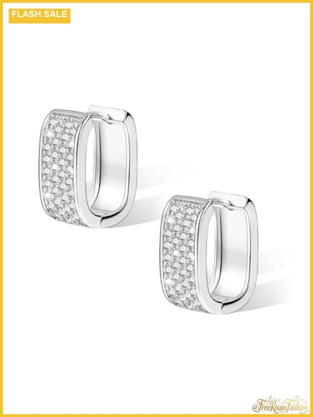 Silver Chunky Huggie Hoop Earrings for Women CZ Hypoallergenic